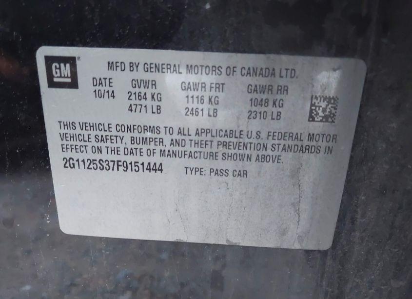 Photo 9 of 2015 Chevrolet Impala 2LT (VIN 2G1125S37F9151444)