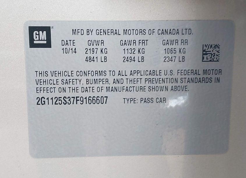 Photo 9 of 2015 Chevrolet Impala 2LT (VIN 2G1125S37F9166607)