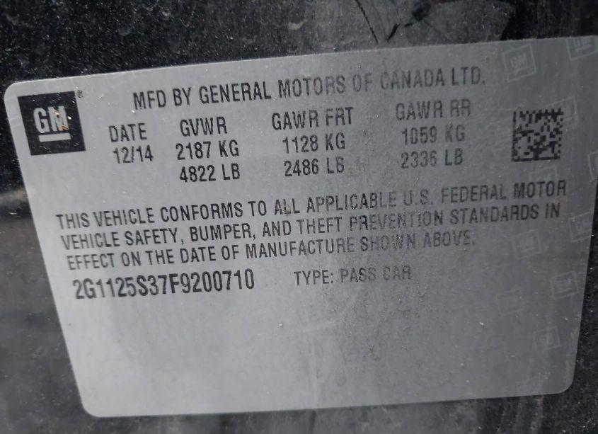 Photo 9 of 2015 Chevrolet Impala 2LT (VIN 2G1125S37F9200710)