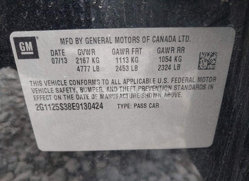 Photo 9 of 2014 Chevrolet Impala 2LT (VIN 2G1125S38E9130424)