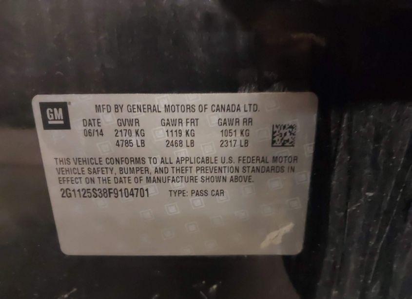 Photo 9 of 2015 Chevrolet Impala 2LT (VIN 2G1125S38F9104701)