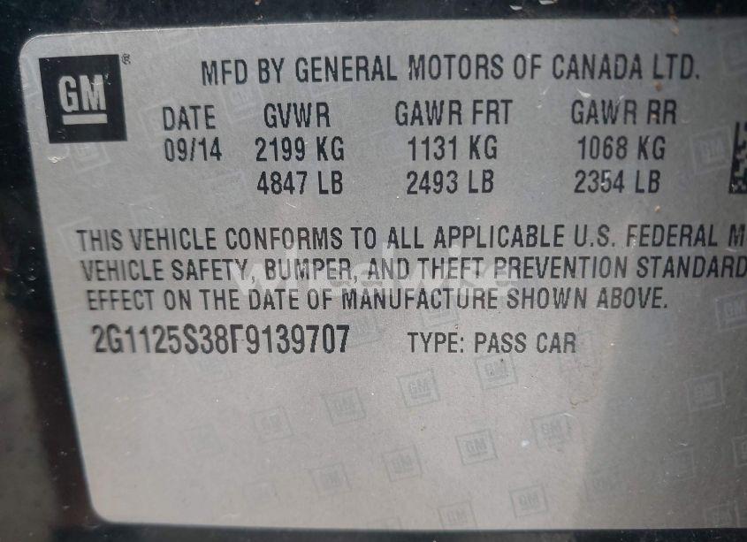 Photo 9 of 2015 Chevrolet Impala 2LT (VIN 2G1125S38F9139707)