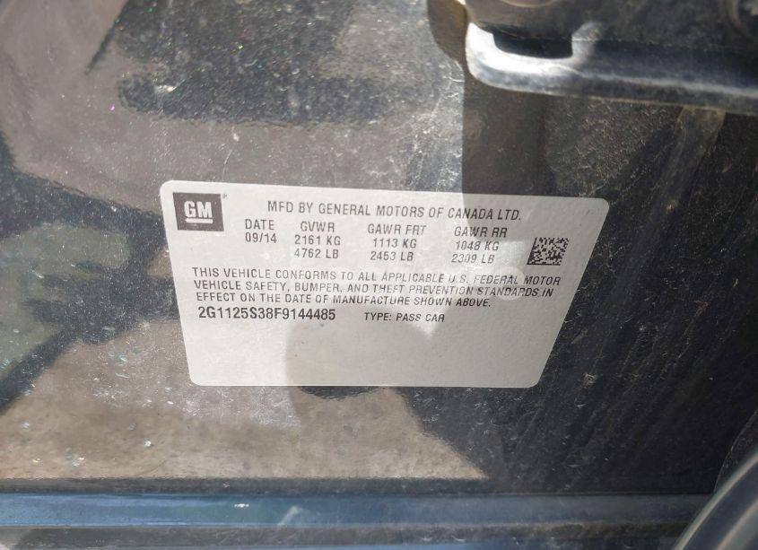 Photo 9 of 2015 Chevrolet Impala 2LT (VIN 2G1125S38F9144485)