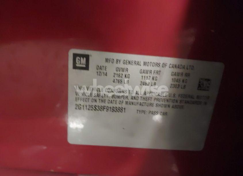 Photo 9 of 2015 Chevrolet Impala 2LT (VIN 2G1125S38F9193881)