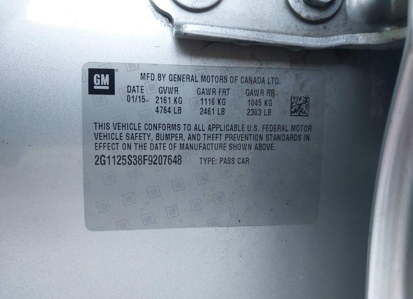 Photo 9 of 2015 Chevrolet Impala 2LT (VIN 2G1125S38F9207648)