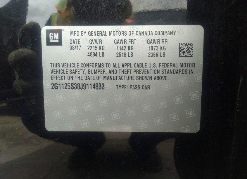 Photo 9 of 2018 Chevrolet Impala 2LZ (VIN 2G1125S38J9114833)