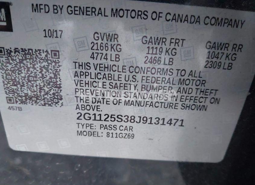 Photo 9 of 2018 Chevrolet Impala 2LZ (VIN 2G1125S38J9131471)