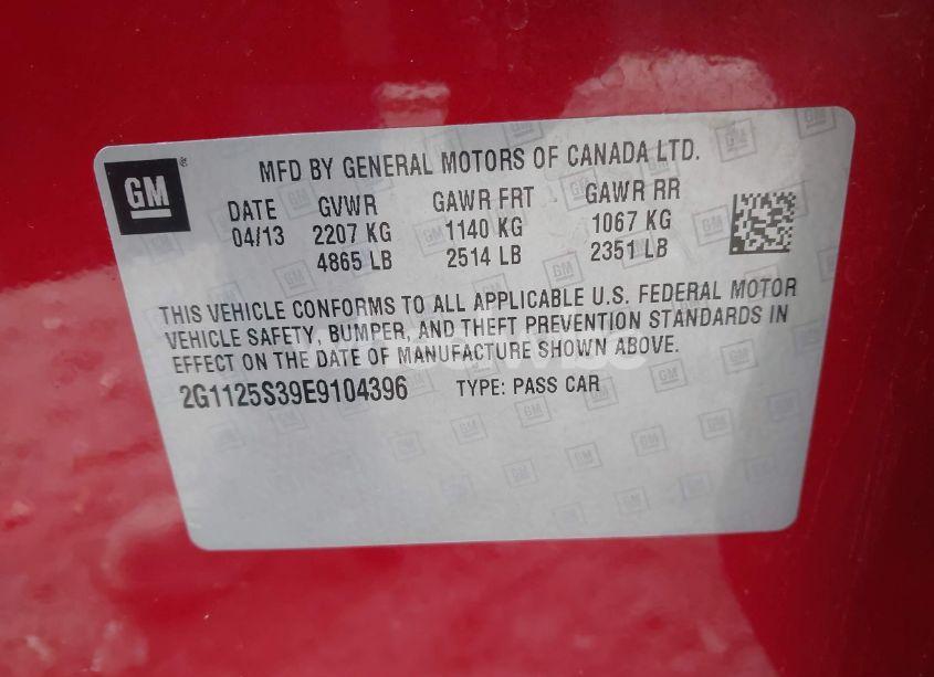 Photo 9 of 2014 Chevrolet Impala 2LT (VIN 2G1125S39E9104396)