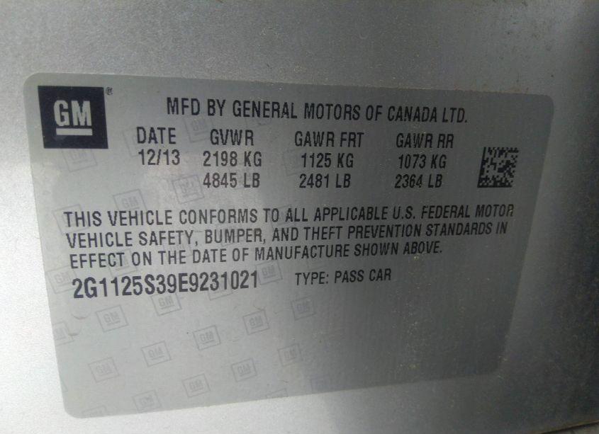 Photo 9 of 2014 Chevrolet Impala 2LT (VIN 2G1125S39E9231021)