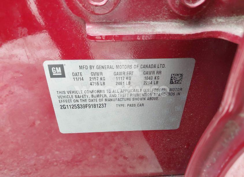 Photo 9 of 2015 Chevrolet Impala 2LT (VIN 2G1125S39F9181237)