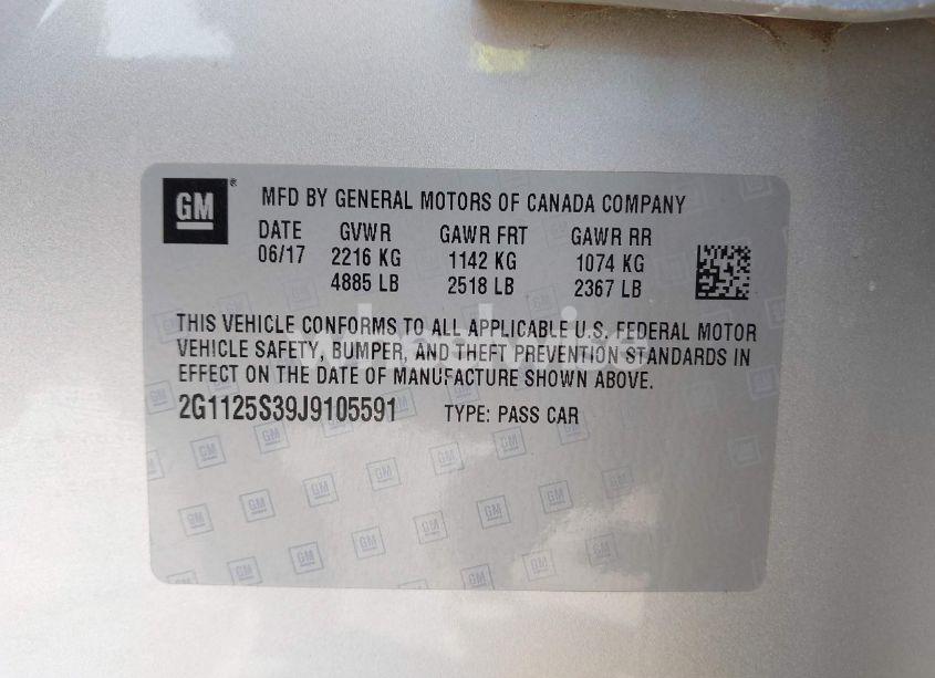 Photo 9 of 2018 Chevrolet Impala 2LZ (VIN 2G1125S39J9105591)