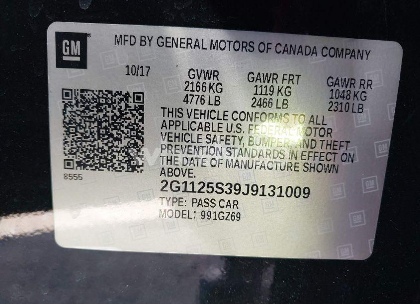 Photo 9 of 2018 Chevrolet Impala 2LZ (VIN 2G1125S39J9131009)