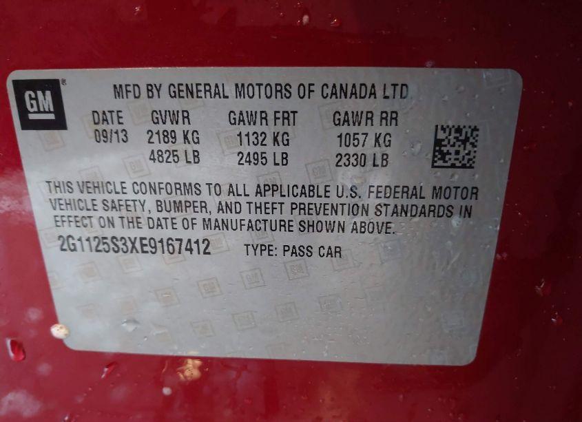 Photo 9 of 2014 Chevrolet Impala 2LT (VIN 2G1125S3XE9167412)