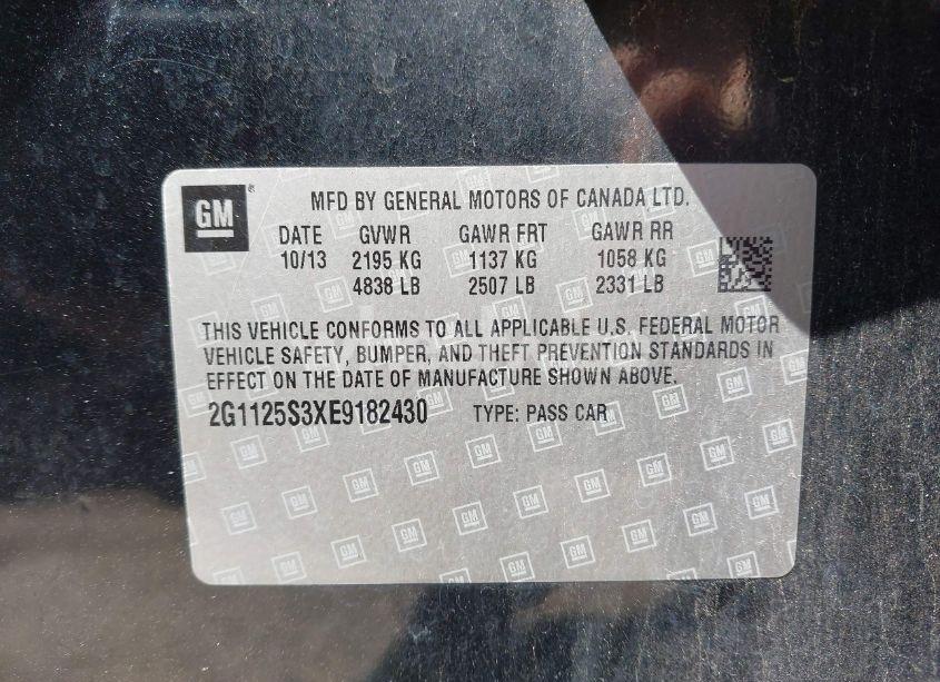 Photo 9 of 2014 Chevrolet Impala 2LT (VIN 2G1125S3XE9182430)