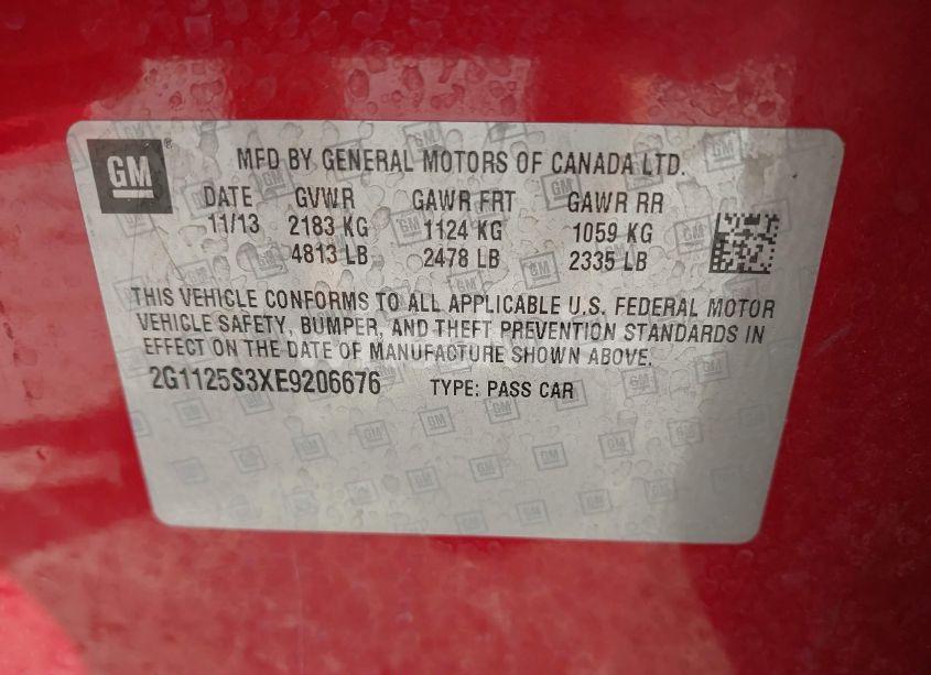 Photo 9 of 2014 Chevrolet Impala 2LT (VIN 2G1125S3XE9206676)