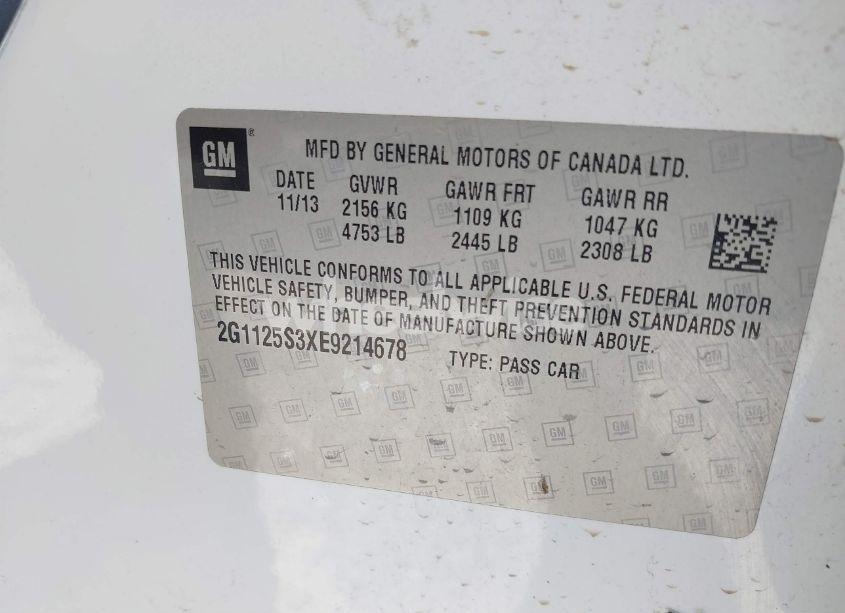 Photo 9 of 2014 Chevrolet Impala 2LT (VIN 2G1125S3XE9214678)