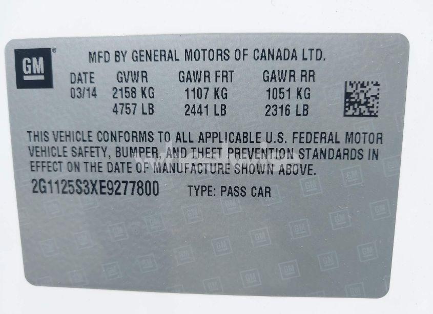 Photo 9 of 2014 Chevrolet Impala 2LT (VIN 2G1125S3XE9277800)