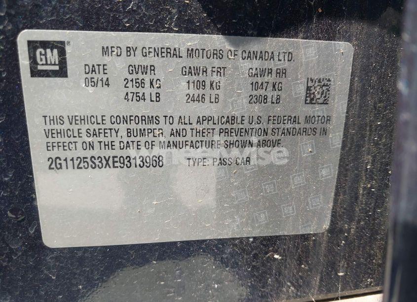 Photo 9 of 2014 Chevrolet Impala 2LT (VIN 2G1125S3XE9313968)