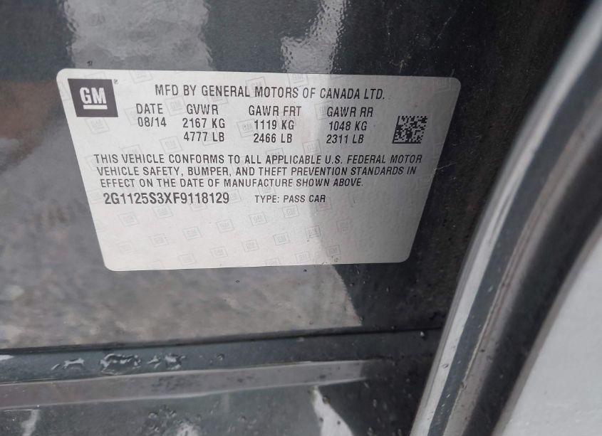 Photo 9 of 2015 Chevrolet Impala 2LT (VIN 2G1125S3XF9118129)