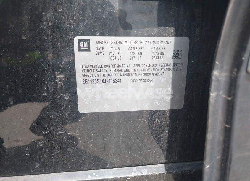 Photo 9 of 2018 Chevrolet Impala 2LZ (VIN 2G1125S3XJ9115241)