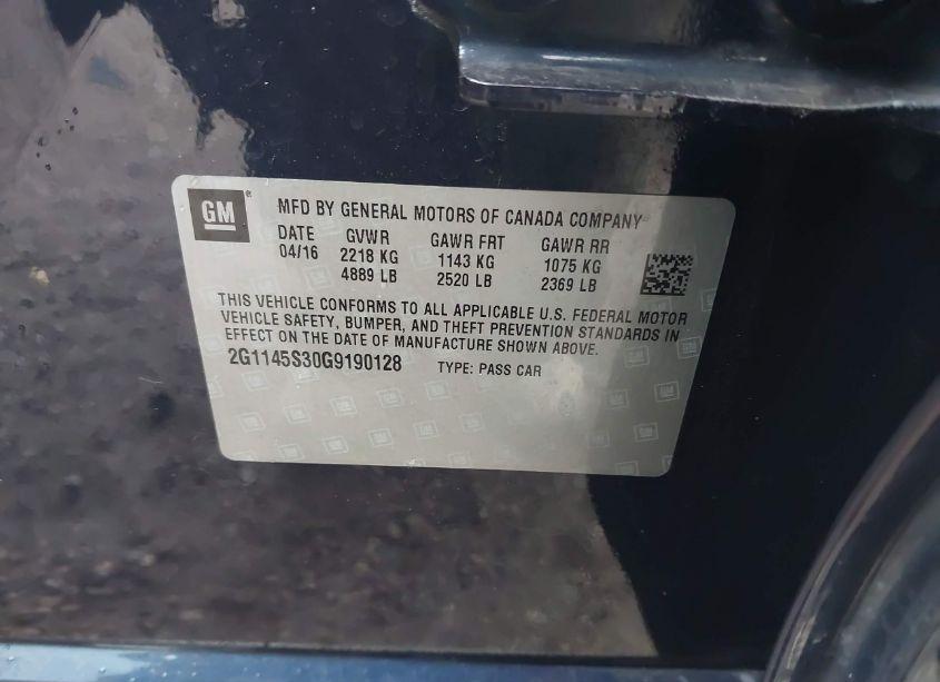 Photo 9 of 2016 Chevrolet Impala 2LZ (VIN 2G1145S30G9190128)