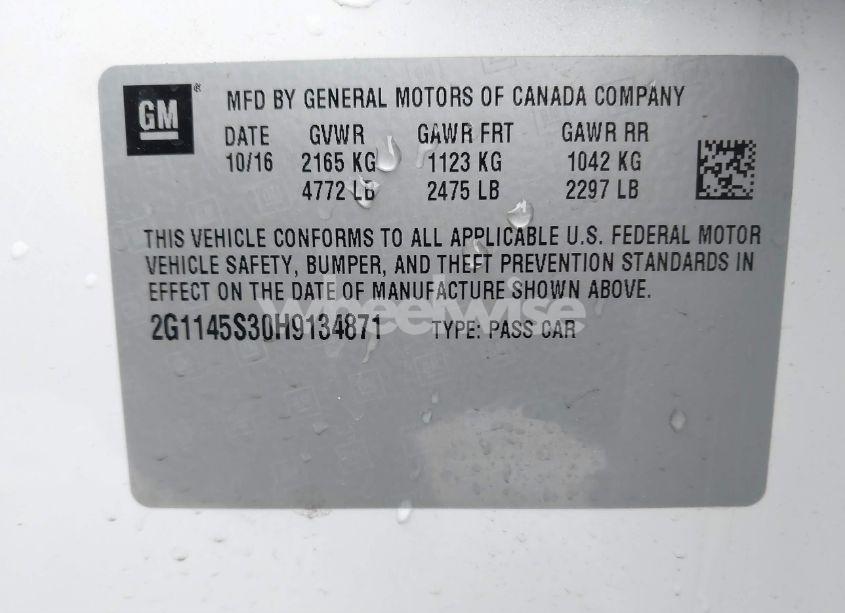 Photo 9 of 2017 Chevrolet Impala 2LZ (VIN 2G1145S30H9134871)