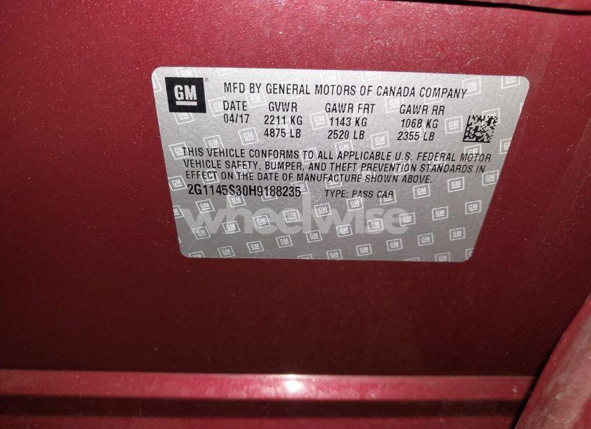 Photo 9 of 2017 Chevrolet Impala 2LZ (VIN 2G1145S30H9188235)