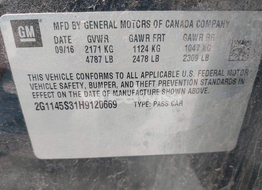 Photo 9 of 2017 Chevrolet Impala 2LZ (VIN 2G1145S31H9120669)