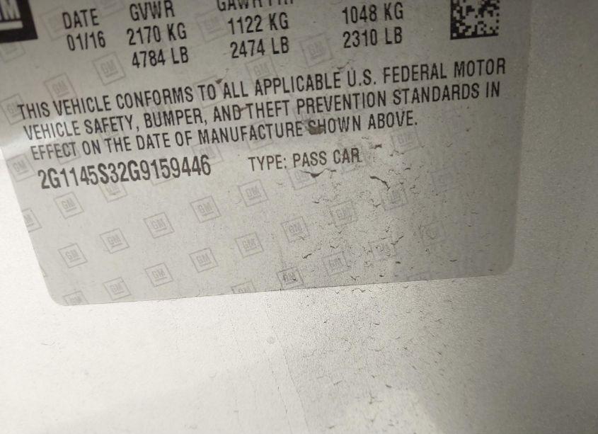 Photo 9 of 2016 Chevrolet Impala 2LZ (VIN 2G1145S32G9159446)