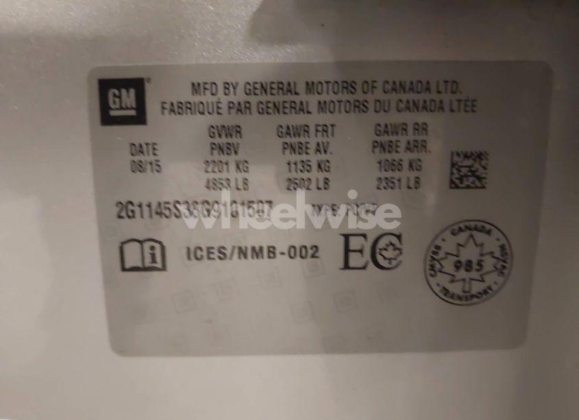 Photo 9 of 2016 Chevrolet Impala 2LZ (VIN 2G1145S33G9101507)