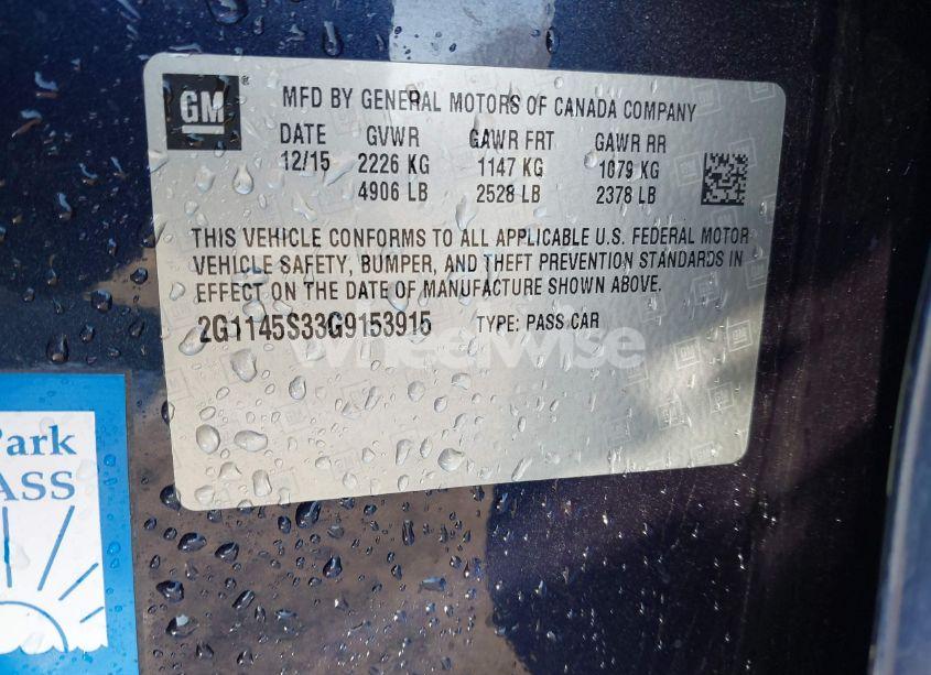 Photo 9 of 2016 Chevrolet Impala 2LZ (VIN 2G1145S33G9153915)