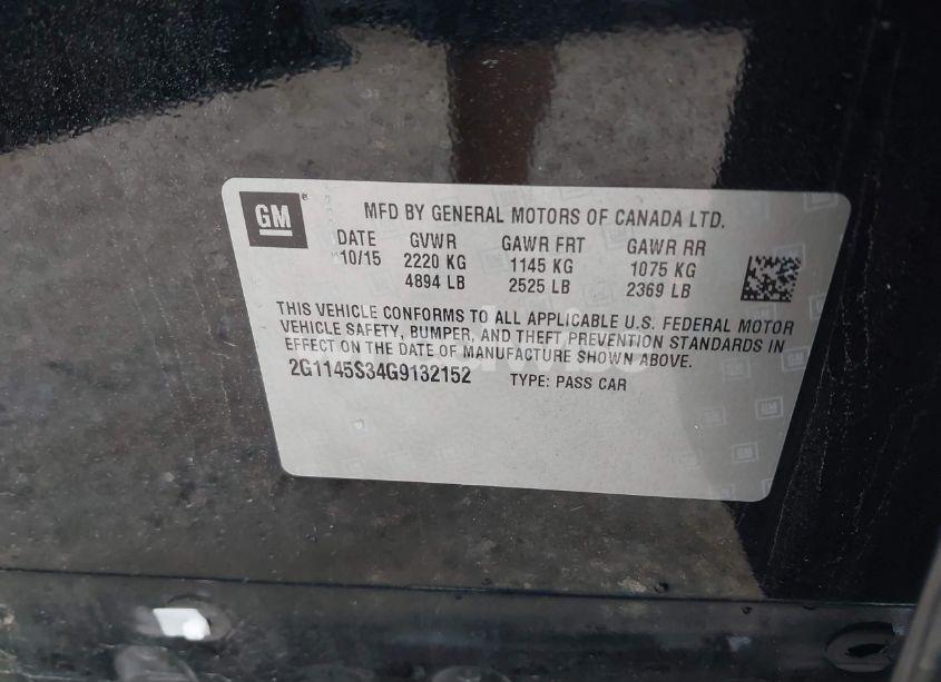 Photo 9 of 2016 Chevrolet Impala 2LZ (VIN 2G1145S34G9132152)