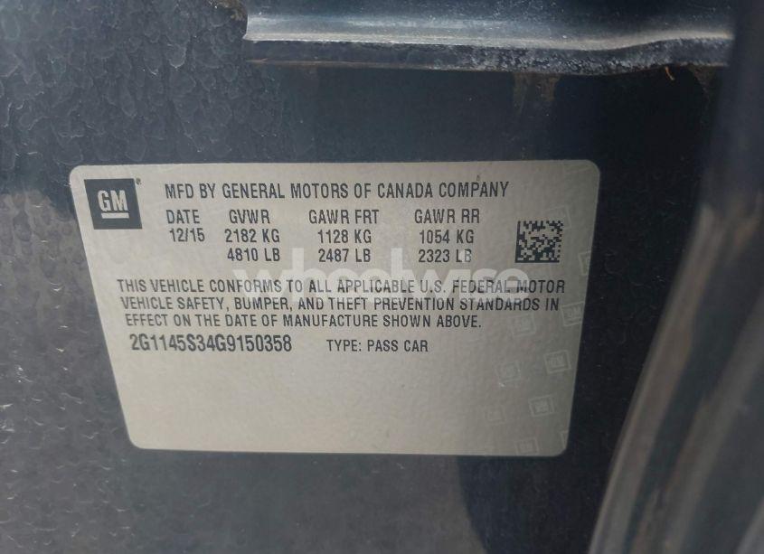 Photo 9 of 2016 Chevrolet Impala 2LZ (VIN 2G1145S34G9150358)