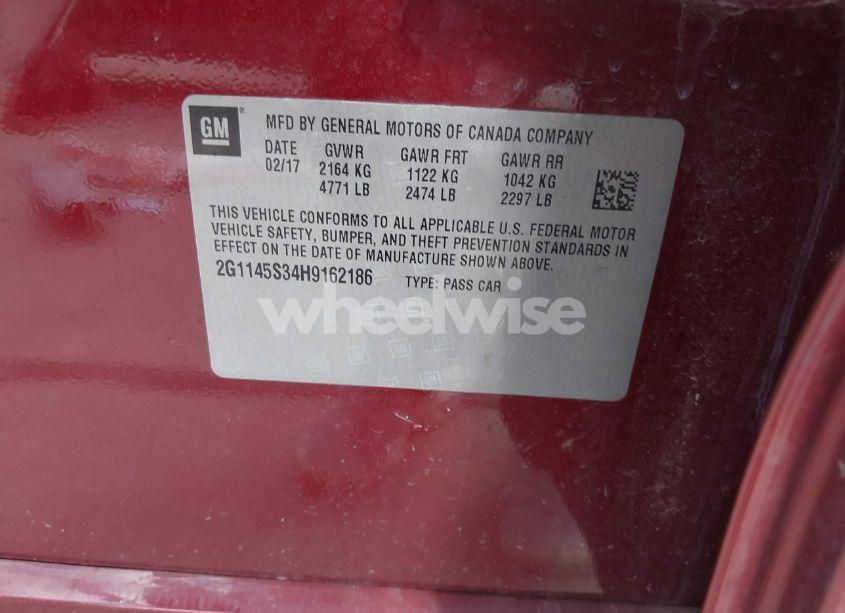 Photo 9 of 2017 Chevrolet Impala 2LZ (VIN 2G1145S34H9162186)