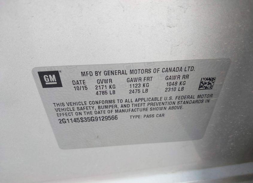 Photo 9 of 2016 Chevrolet Impala 2LZ (VIN 2G1145S35G9129566)