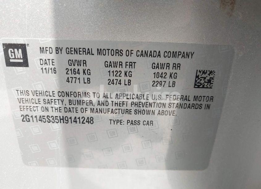 Photo 9 of 2017 Chevrolet Impala 2LZ (VIN 2G1145S35H9141248)