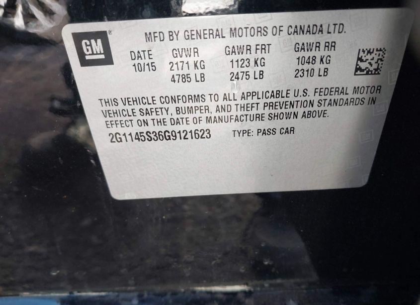 Photo 9 of 2016 Chevrolet Impala 2LZ (VIN 2G1145S36G9121623)