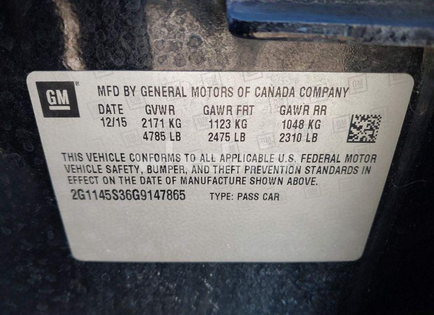 Photo 9 of 2016 Chevrolet Impala 2LZ (VIN 2G1145S36G9147865)