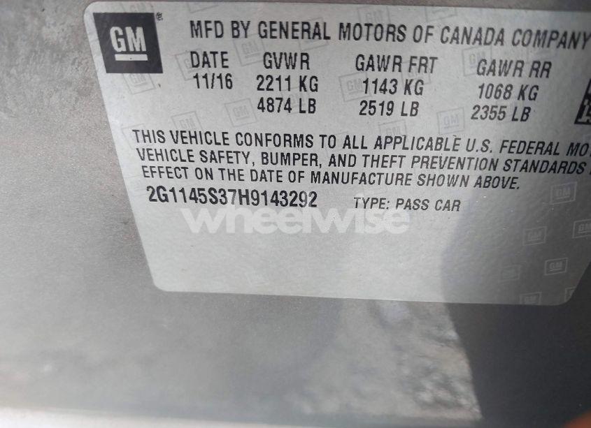 Photo 9 of 2017 Chevrolet Impala 2LZ (VIN 2G1145S37H9143292)