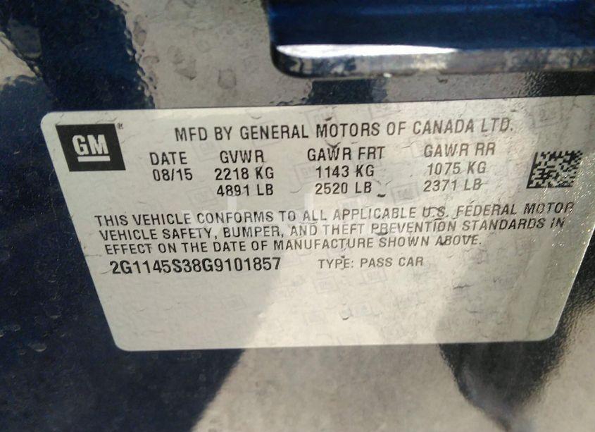 Photo 9 of 2016 Chevrolet Impala 2LZ (VIN 2G1145S38G9101857)