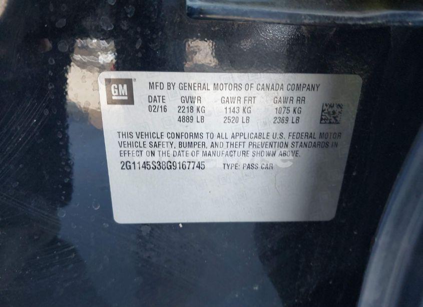 Photo 9 of 2016 Chevrolet Impala 2LZ (VIN 2G1145S38G9167745)