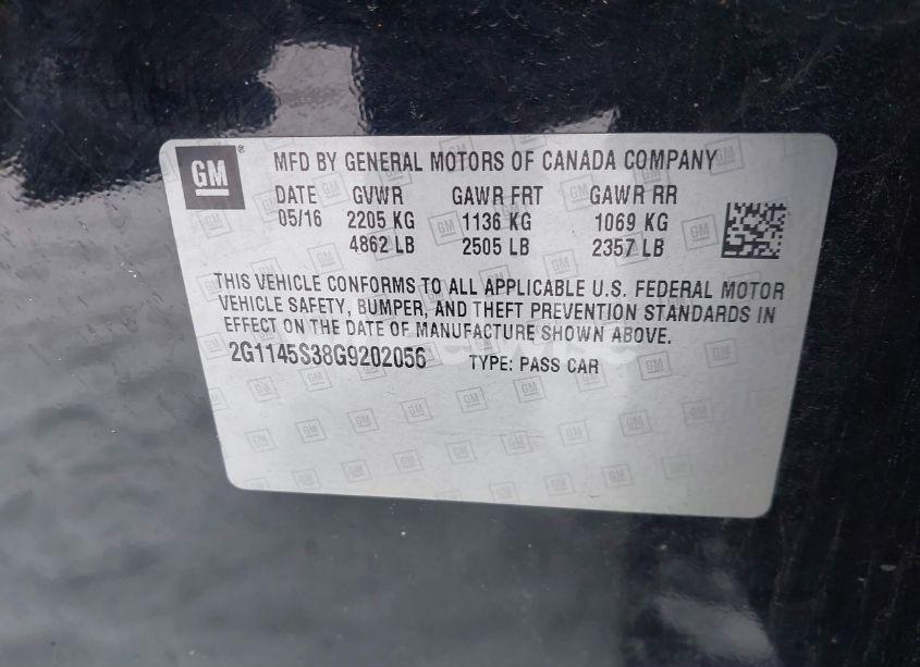 Photo 9 of 2016 Chevrolet Impala 2LZ (VIN 2G1145S38G9202056)
