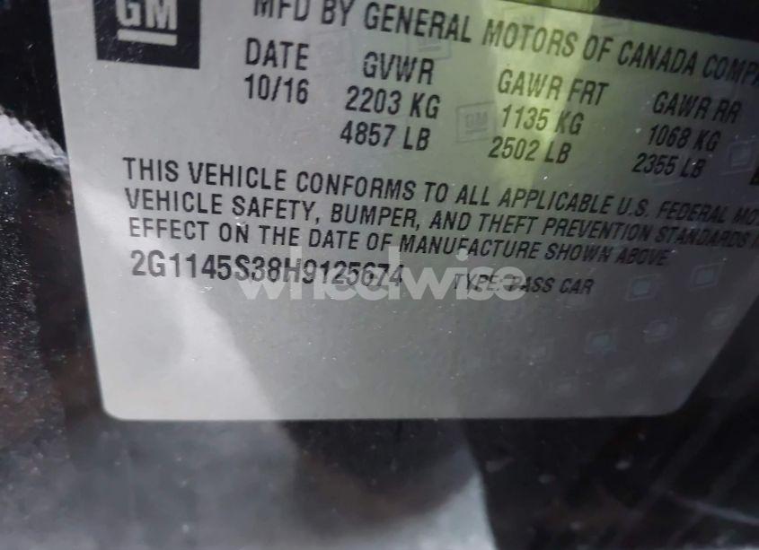 Photo 9 of 2017 Chevrolet Impala 2LZ (VIN 2G1145S38H9125674)