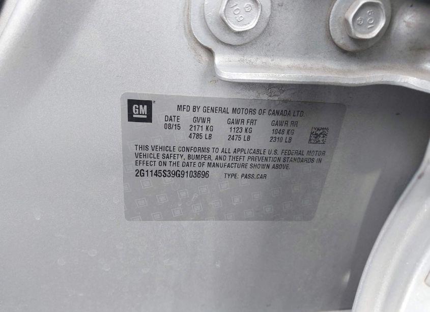 Photo 9 of 2016 Chevrolet Impala 2LZ (VIN 2G1145S39G9103696)