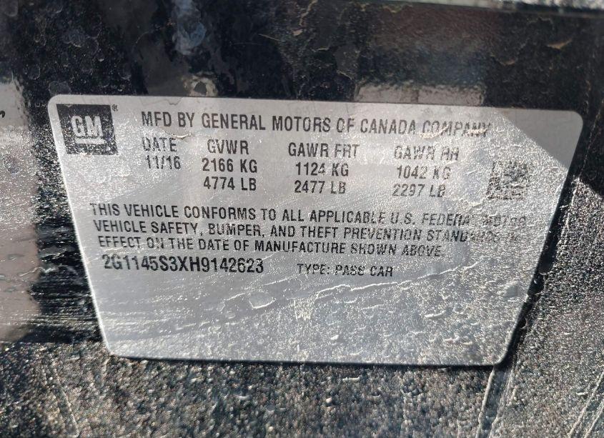 Photo 9 of 2017 Chevrolet Impala 2LZ (VIN 2G1145S3XH9142623)