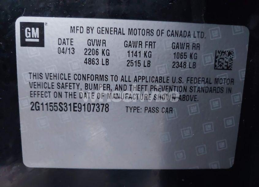 Photo 9 of 2014 Chevrolet Impala 2LZ (VIN 2G1155S31E9107378)