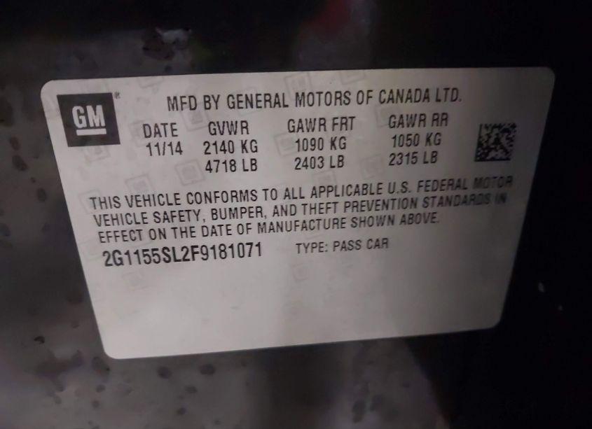 Photo 9 of 2015 Chevrolet Impala 1LZ (VIN 2G1155SL2F9181071)