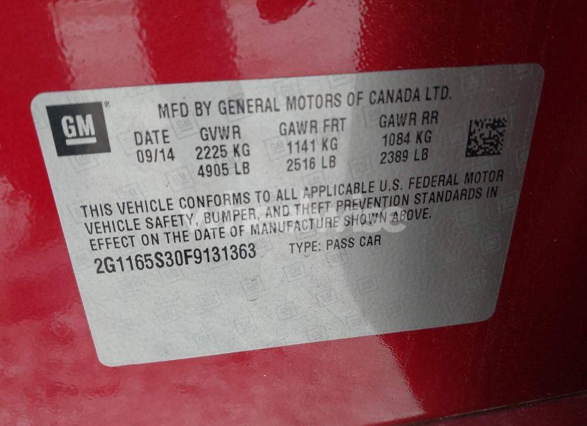 Photo 9 of 2015 Chevrolet Impala 2LZ (VIN 2G1165S30F9131363)