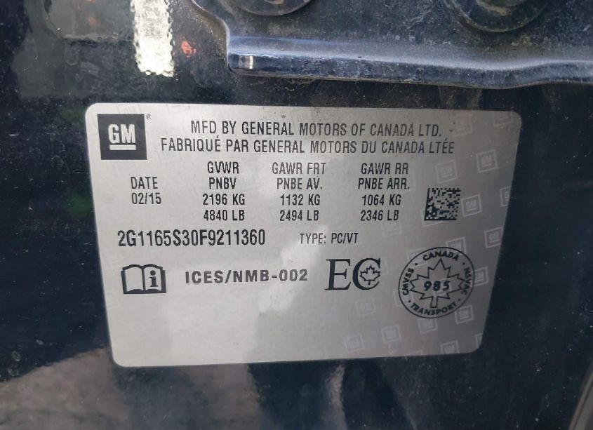 Photo 9 of 2015 Chevrolet Impala 2LZ (VIN 2G1165S30F9211360)