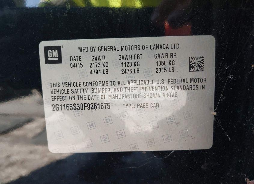 Photo 9 of 2015 Chevrolet Impala 2LZ (VIN 2G1165S30F9261675)